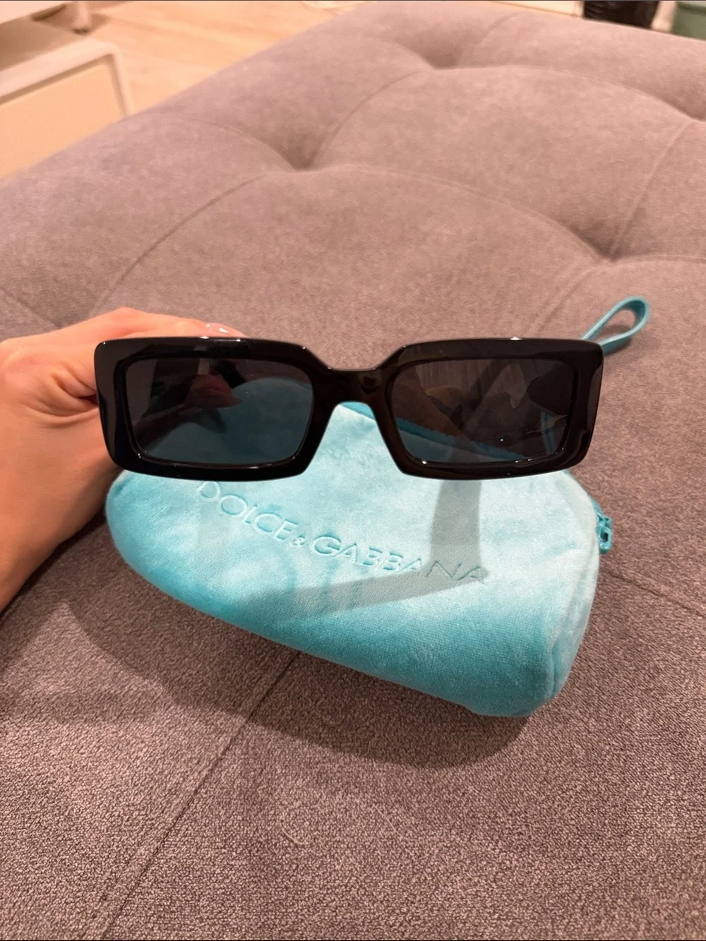 Dolce & Gabbana Black Sunglasses with Turquoise Case